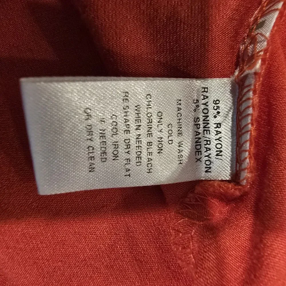 LOFT Womens Dress Size Small‎ Orange Swing Dress Long Bell Sleeve V-Neck.C145 - Picture 9 of 11